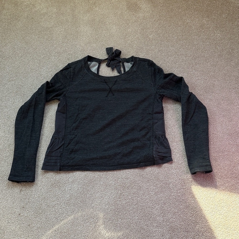 Black Wool Blend Sweater with Bow Detail